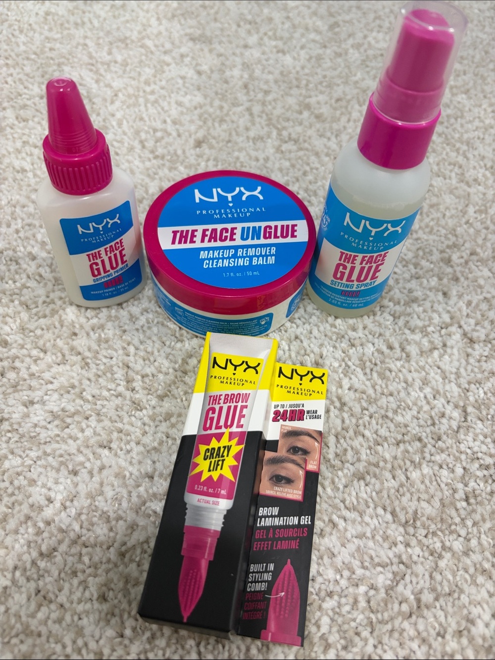 NYX Face Glue and Brow Glue Setting Spray & makeup remover
